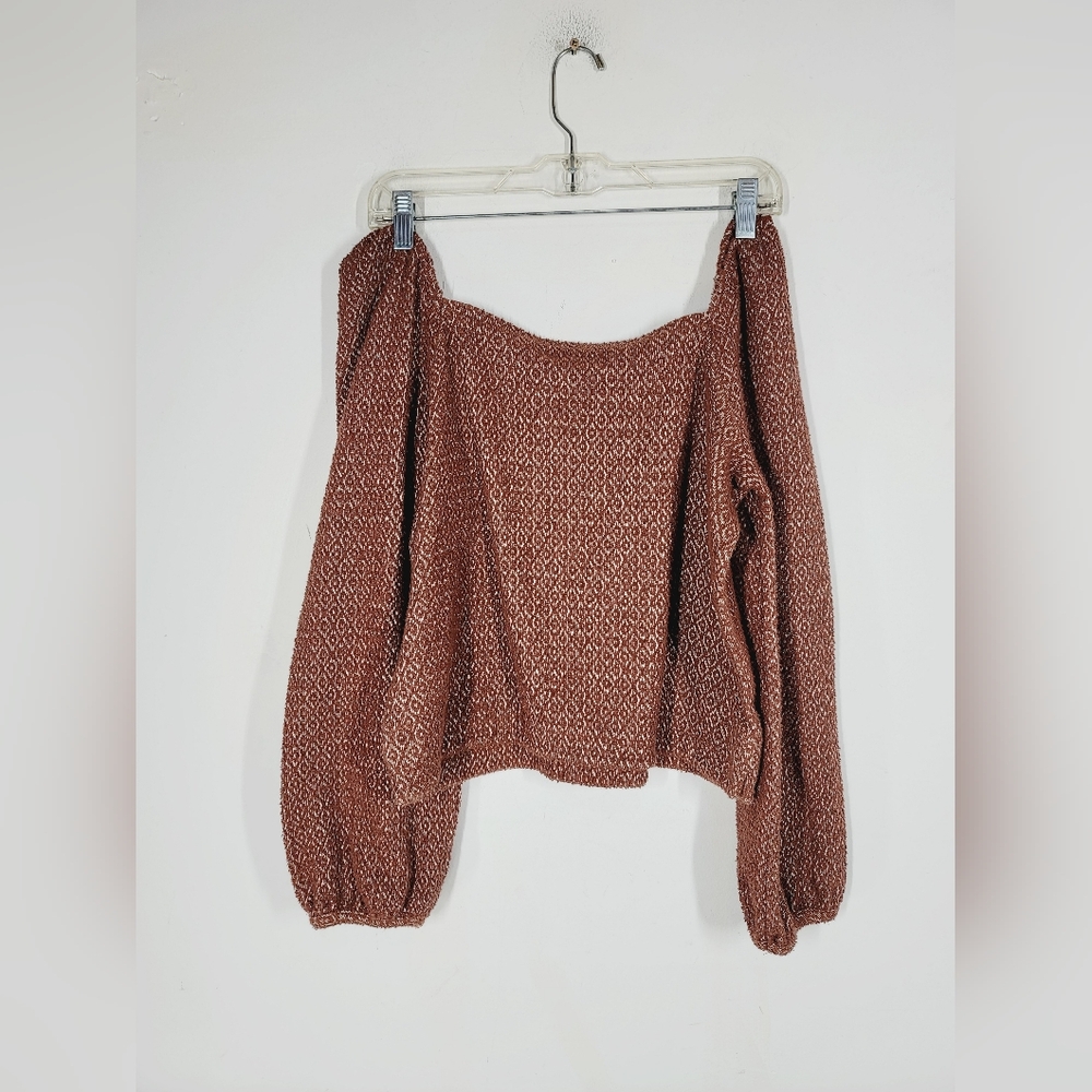 Madewell Jacquard Puff-Sleeve Crop Top, Size Small - Picture 3 of 5